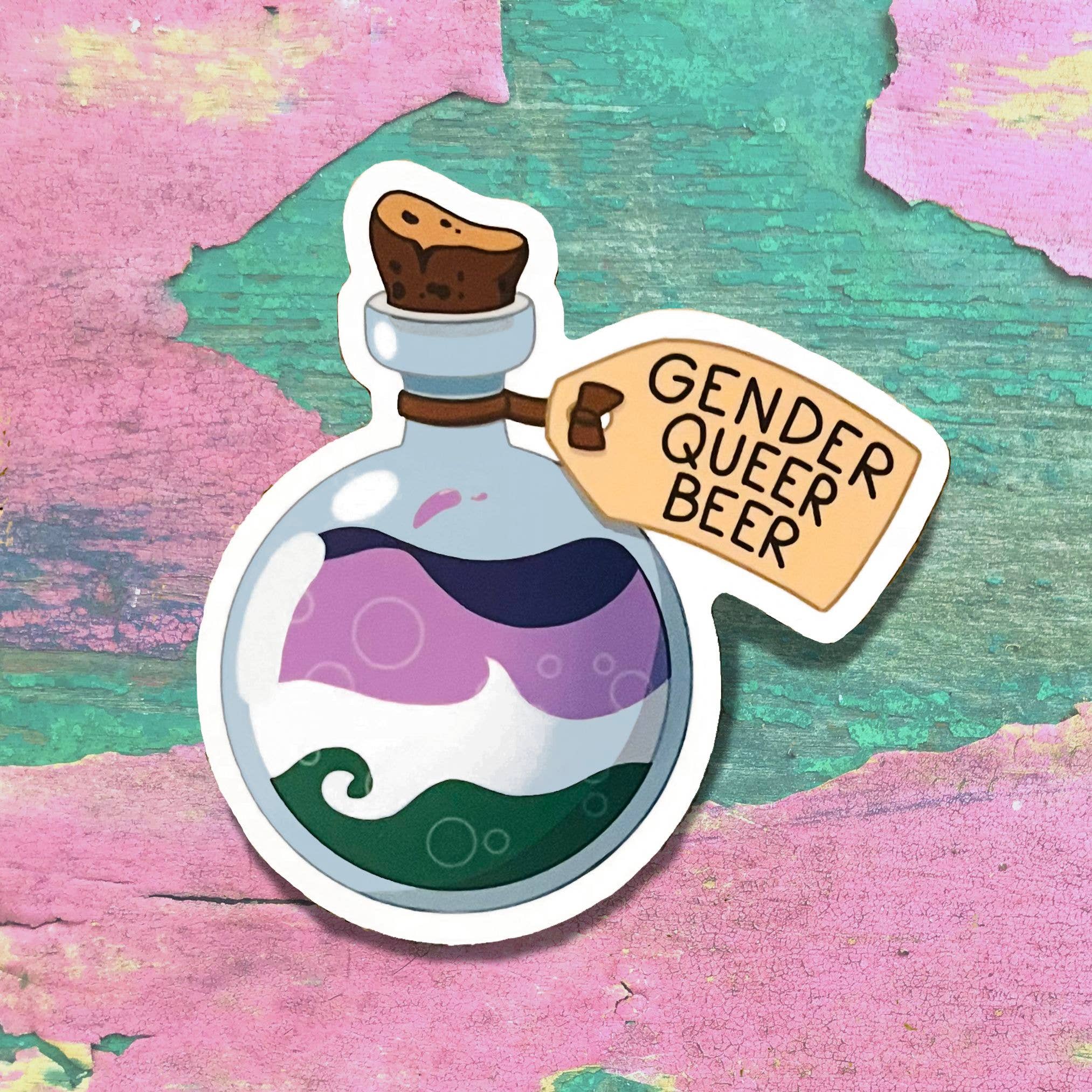 Genderqueer Beer Pride Potions Sticker