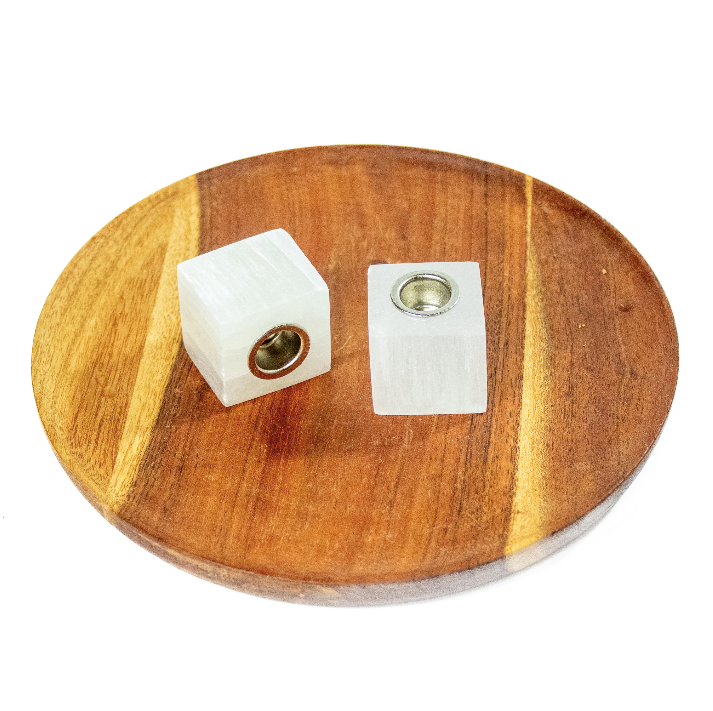 Selenite Mini Candle Holder Cube