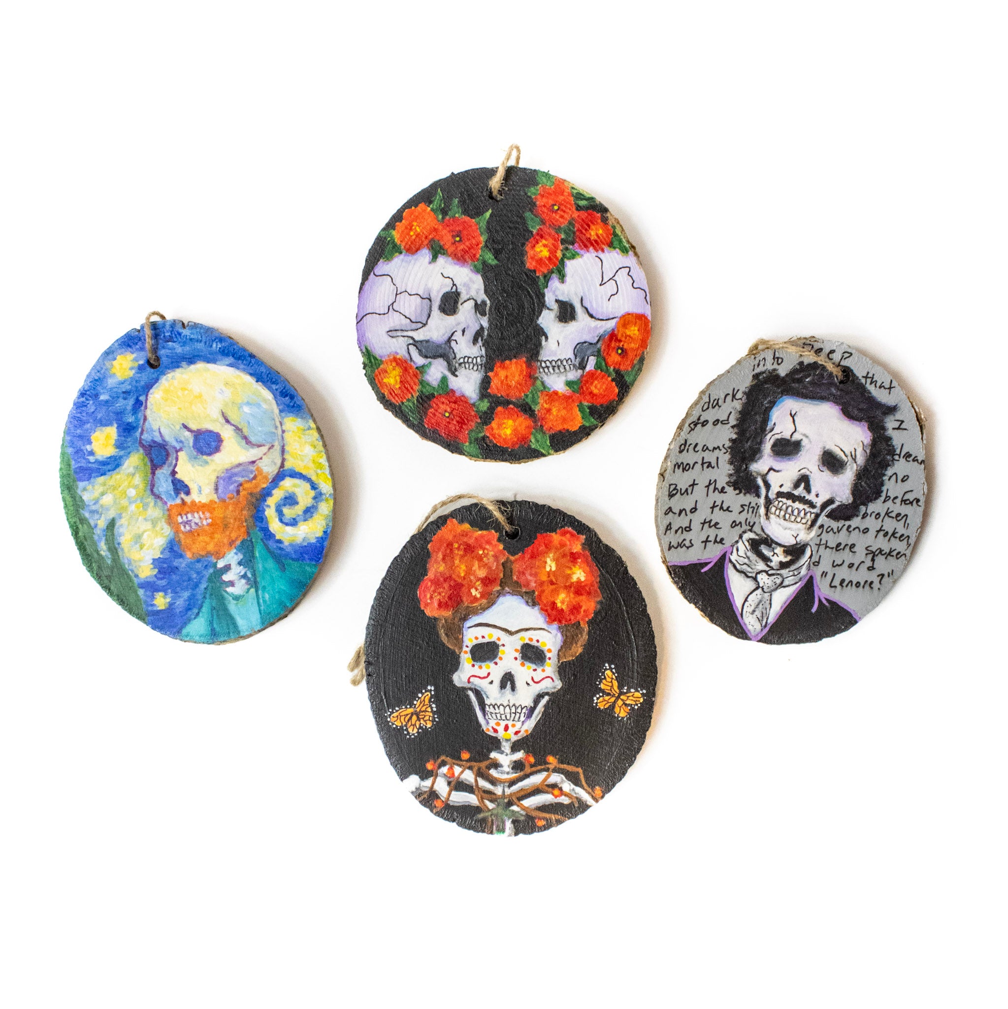 Hand-Painted Calaveras on Wood