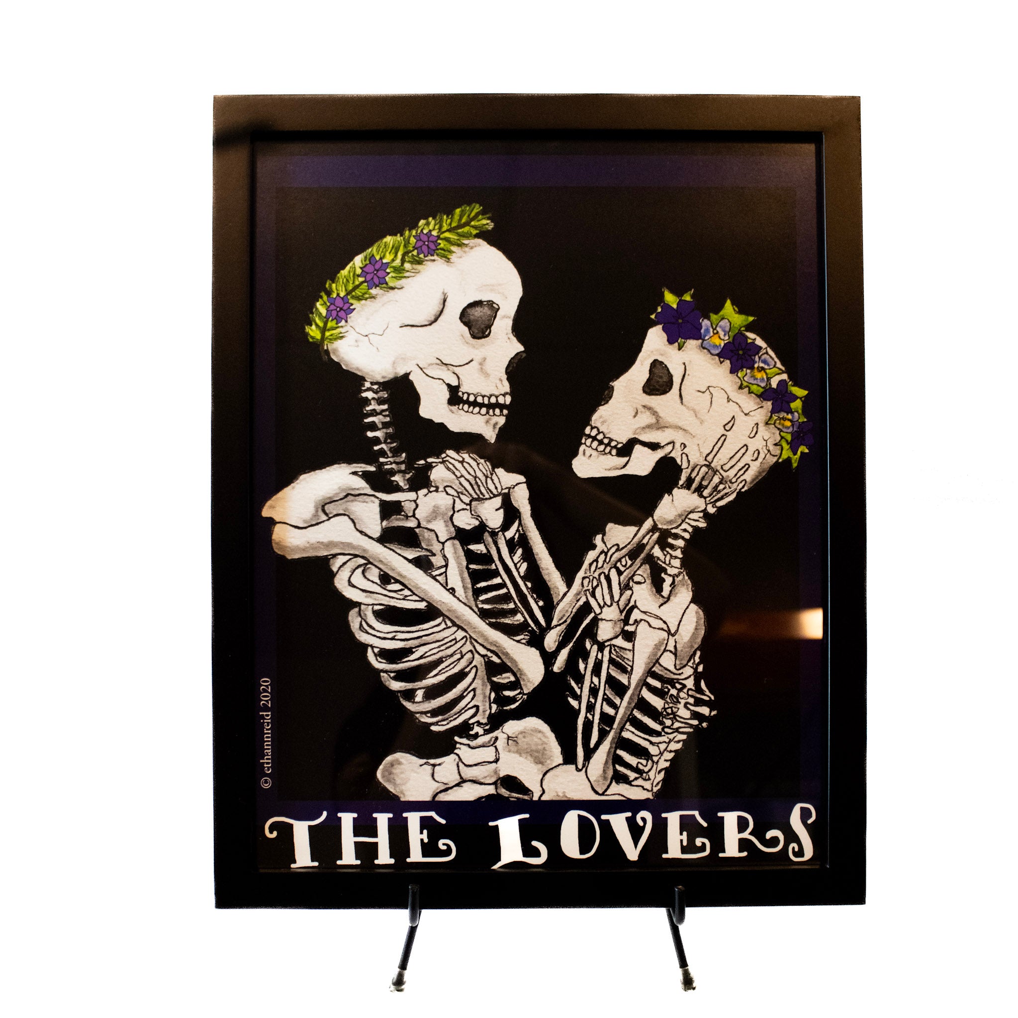 Hand-Drawn "The Lovers" Calaveras Framed Print (11x14)